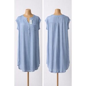 Tulip B Blue Tunic Dress XL Lightweight Rayon Relaxed Fit Minimalist Casual